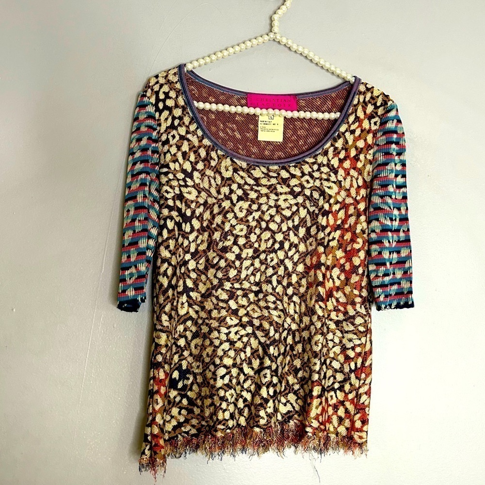 Vintage Christian Lacroix Paris mixed print shirt sleeve T-shirt large women’s